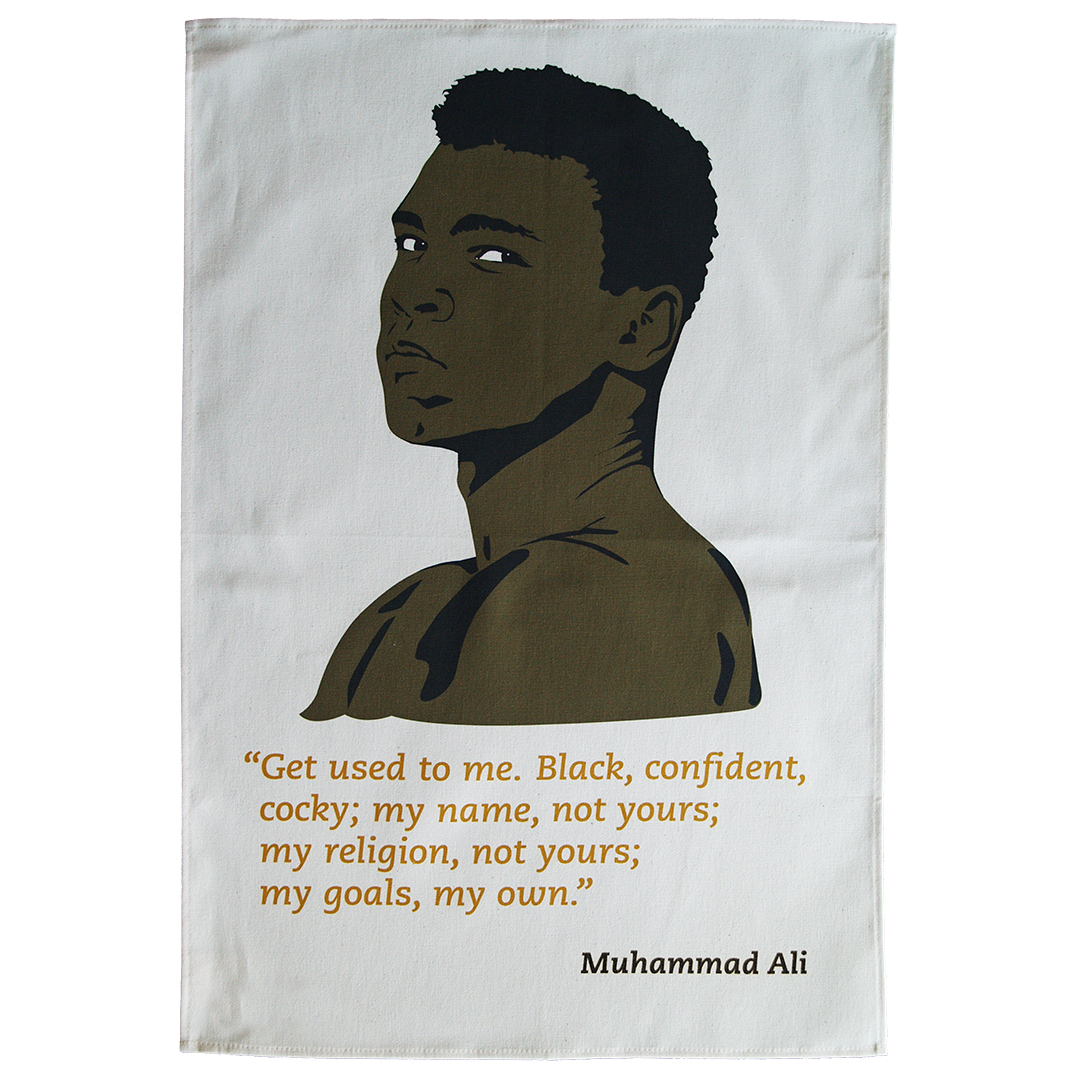 Image of a Muhammad Ali tea towel