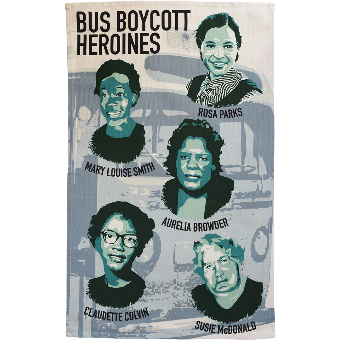 Bus Boycott Heroines tea towel