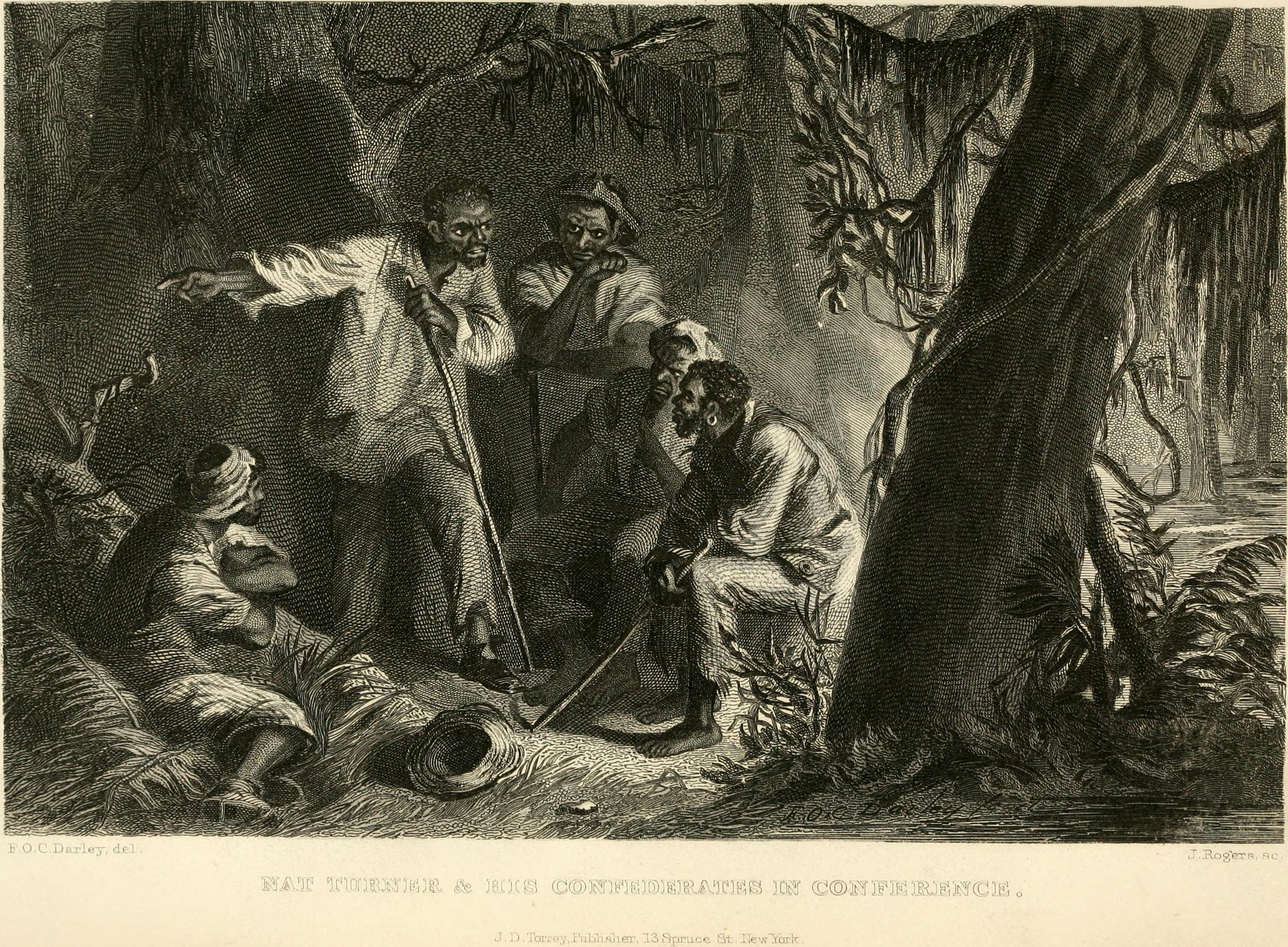 Image of Nat Turner talking to other slaves