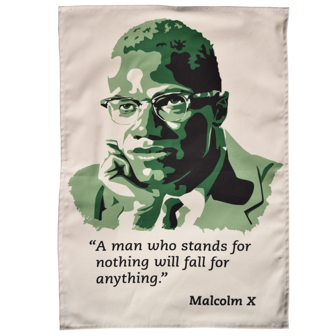 Image of a Malcolm X tea towel
